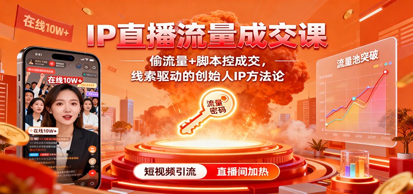 IP直播流量成交课：偷流量+脚本控成交，线索驱动的创始人IP方法论-躺赚星球