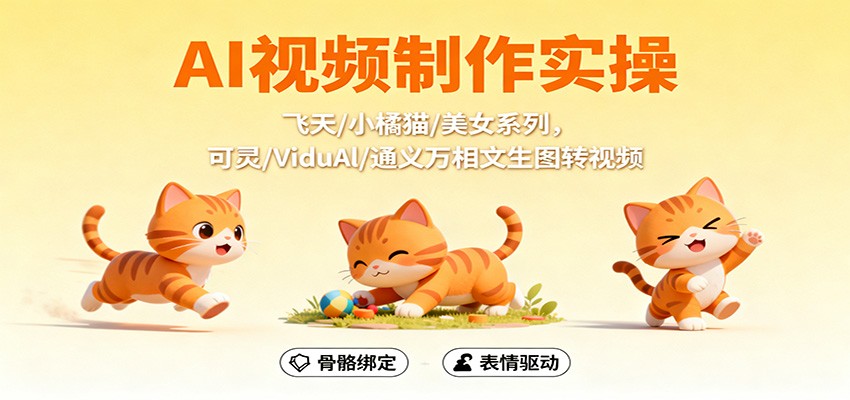 AI视频制作实操，飞天/小橘猫/美女系列，可灵/ViduAl/通义万相文生图转视频-躺赚星球